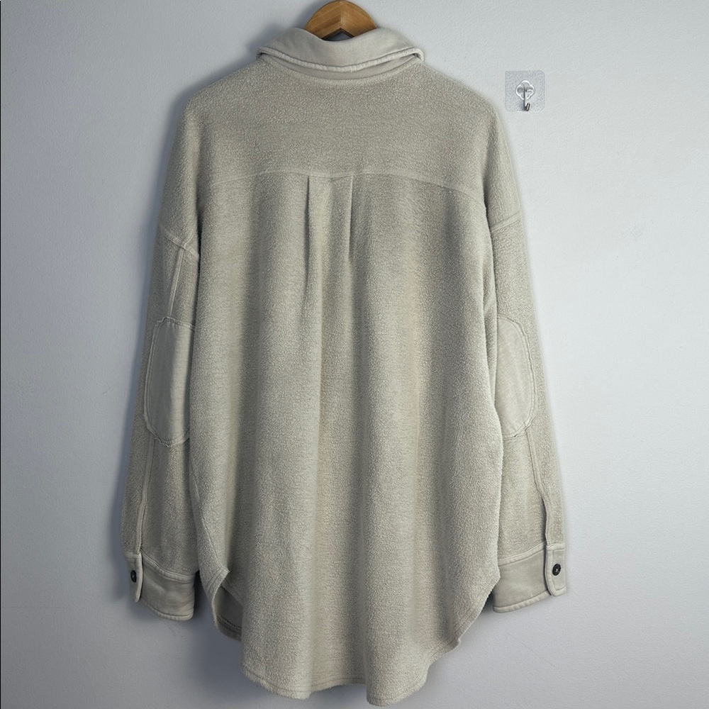 NEW Free People Ruby Jacket in Stone Large Brushed Knit Distressed Pockets Cozy - Picture 11 of 16